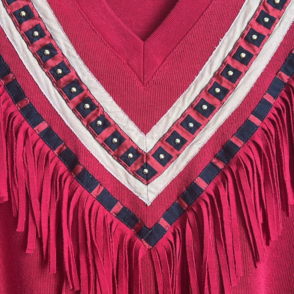 80s Fringed Studded Sweatshirt L/XL - Picture 3 of 8
